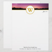 En-tête De Lettre Élégant Monogramme Sunset personnalisable (Devant / Derrière)