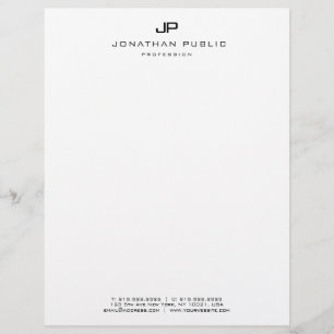 En-tête De Lettre Élégant noir blanc Monogramme minimaliste Modèle