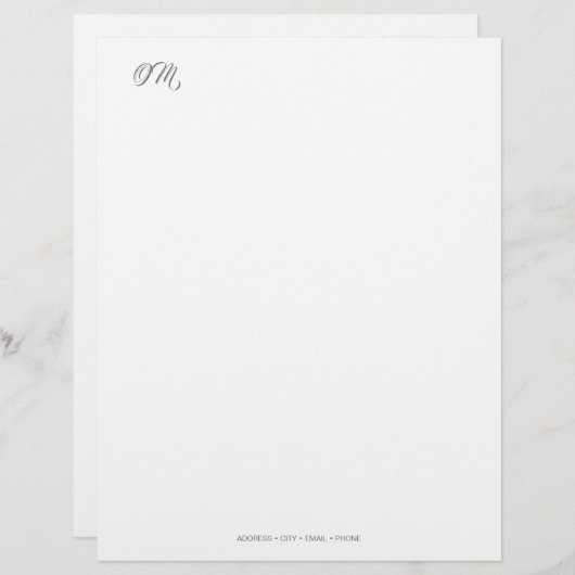 En-tête De Lettre Élégant Papier à lettres initiales (Devant / Derrière)