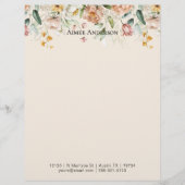 En-tête De Lettre Elegant Peony Hydrangea Floral Pattern Border (Devant)