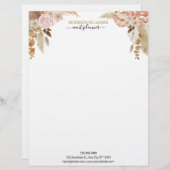 En-tête De Lettre Élégant professionnel Boho Floral (Devant / Derrière)