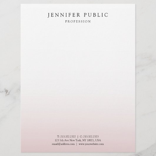 En-tête De Lettre Elégant Rose tendance or blanc Modèle moderne (Devant)