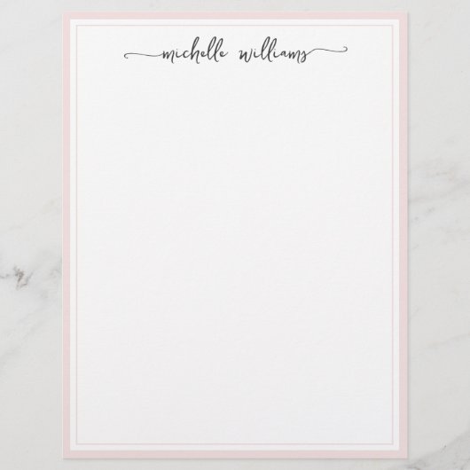 En-tête De Lettre Élégant Script Signature Girly Blush Bordé (Devant)