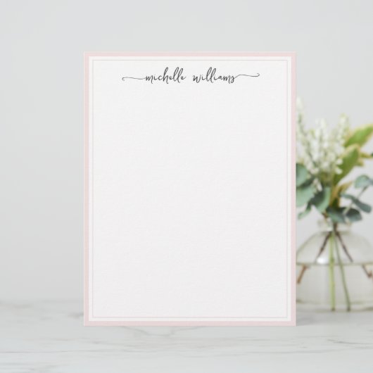 En-tête De Lettre Élégant Script Signature Girly Blush Bordé (Debout devant)