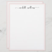 En-tête De Lettre Élégant Script Signature Girly Blush Bordé (Devant / Derrière)