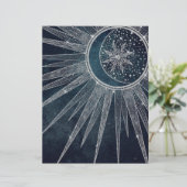 En-tête De Lettre Elégant Silver Sun Moon Doodle Mandala Blue Design (Debout devant)