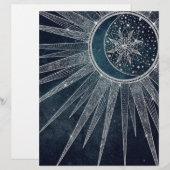 En-tête De Lettre Elégant Silver Sun Moon Doodle Mandala Blue Design (Devant / Derrière)