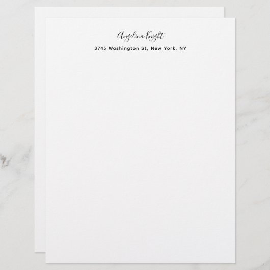 En-tête De Lettre Élégant stylé tendance unique écriture manuscrite  (Devant / Derrière)