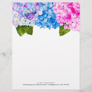 En-tête De Lettre Élégante Hydrangée Florale Ajouter un contact de