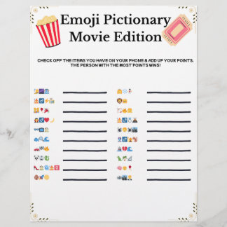 En-tête De Lettre Emoji Pictionary – Movie Edition | Printable Game