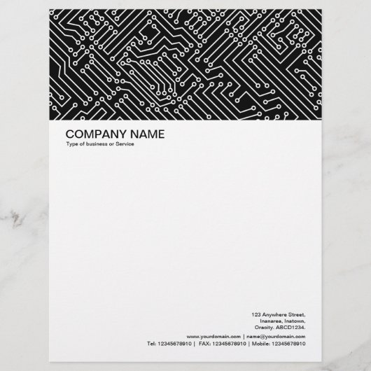 En-tête De Lettre En-tête grande image - Circuitrie en noir (Devant)