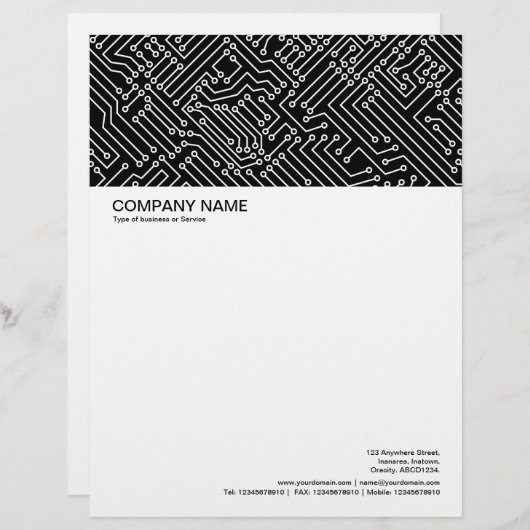 En-tête De Lettre En-tête grande image - Circuitrie en noir (Devant / Derrière)