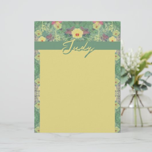 En-tête De Lettre En-tête vert fleuri (Debout devant)