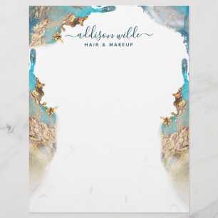 En-tête De Lettre Encre Liquide D'Art Moderne Bleu Et Or