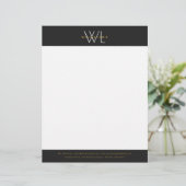 En-tête De Lettre Entreprise moderne Black Gold Monogramme (Debout devant)