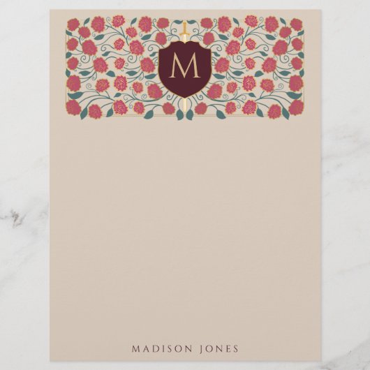 En-tête De Lettre Épée et Bouclier Imaginaire médiéval Monogramme (Devant)