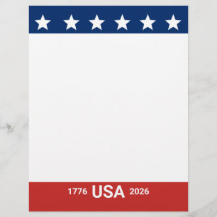 En-tête De Lettre États-Unis 1776 2026 250e anniversaire Rouge Blanc