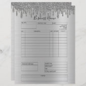 En-tête De Lettre Facturation des Parties scintillant Silver pour pe (Devant / Derrière)