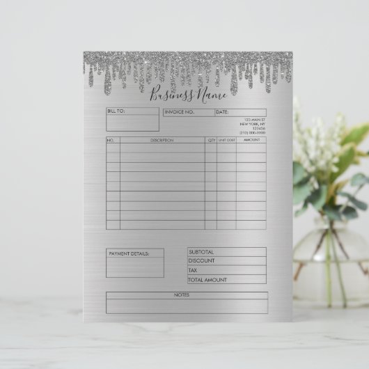 En-tête De Lettre Facturation des Parties scintillant Silver pour pe (Debout devant)