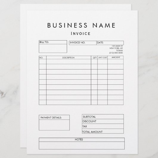 En-tête De Lettre Facture professionnelle moderne (Devant / Derrière)