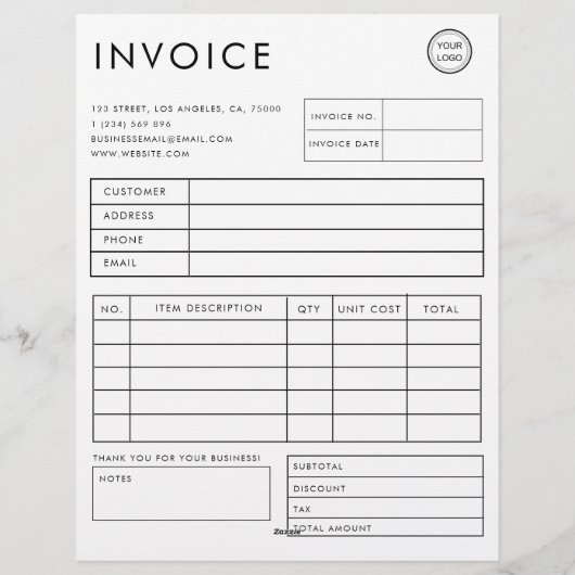 En-tête De Lettre Facture professionnelle personnalisée (Dos)