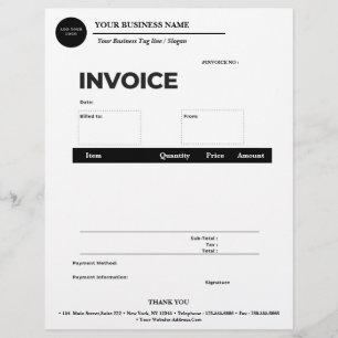 En-tête De Lettre Facture simple avec logo personnalisé pour entrepr