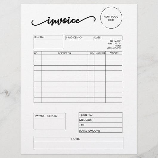 En-tête de lettre Facturer les fournitures pour pe (Devant)