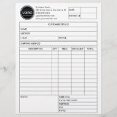 En-tête De Lettre Facturer un reçu de formulaire de vente d'entrepri (Devant)