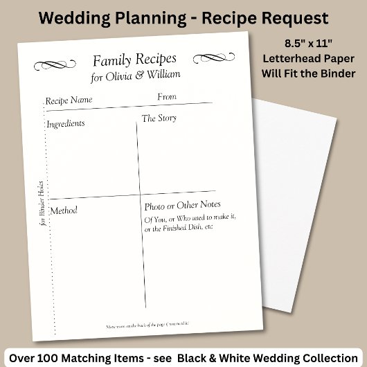 En-tête De Lettre Family Recipe Sheets, Black White Infinity Scroll,