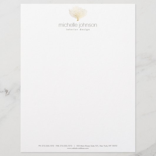 En-tête De Lettre Faux Gold Sea Fan Coral (Devant)