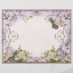 En-tête De Lettre Féerie enchantée Fairy Princesse Lavande Vintage