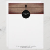 En-tête De Lettre Fer Skillet Rustique Bois Restaurant Restauration  (Devant / Derrière)