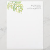 En-tête De Lettre Feuillage vert eucalyptus fleurs aquarelle art (Devant)