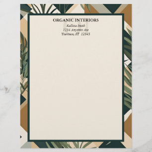 En-tête De Lettre Feuilles Boho et Formes Géométriques