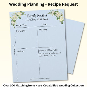 En-tête De Lettre Feuilles de recettes familiales, Roses bleues et b