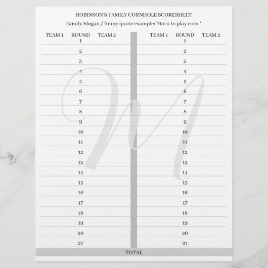 En-tête De Lettre Feuilles de score personnalisées pour jeu de Cornh (Devant)