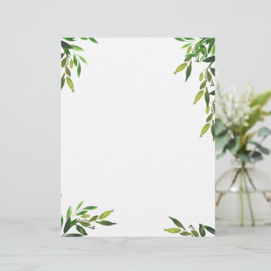 En-tête De Lettre Feuilles verts (Debout devant)