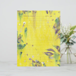 En-tête De Lettre Feuilles violettes et bleues sur papier à lettres 