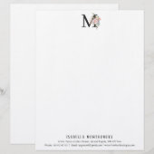 En-tête De Lettre Fille Floral Aquarelle Boho | Monogramme (Devant / Derrière)