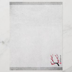 En-tête De Lettre Fleur de cerisier rouge trois art "Cadeau de vie"