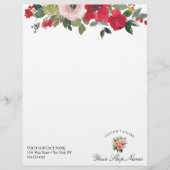 En-tête De Lettre Fleur rose et rouge tendance, nom d'entreprise et  (Devant)
