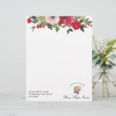 En-tête De Lettre Fleur rose et rouge tendance, nom d'entreprise et  (Debout devant)