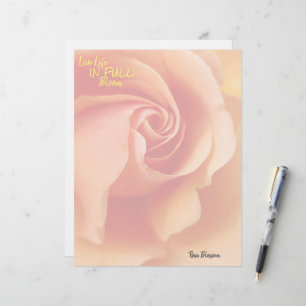 En-tête De Lettre Fleur rose / Pêche d'abricot / Feuilles de papeter