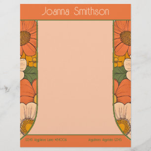 En-tête de lettre fleurie Orange Groove