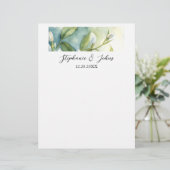 En-tête De Lettre Fleurs Blanches Élégantes Feuilles Vertes Mariage  (Debout devant)