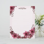 En-tête De Lettre Fleurs de pêche liées (Debout devant)