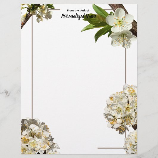 En-tête De Lettre Fleurs de prune non alignées (Devant)