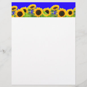 En-tête De Lettre Fleurs de soleil - drapeau ukrainien Paix Liberté