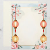 En-tête De Lettre Fleurs et lanternes (Devant / Derrière)