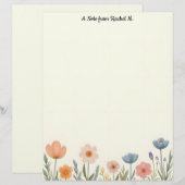 En-tête De Lettre Fleurs pastel rose et bleu (Devant / Derrière)